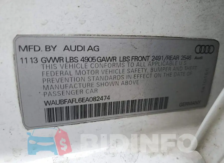 WAUBFAFL6EA082474 Photo# 13