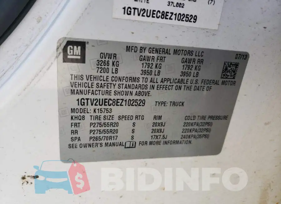 1GTV2UEC8EZ102529 Photo# 12