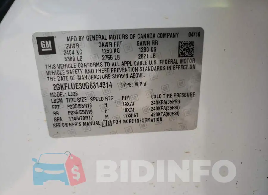 2GKFLUE30G6314314 Photo# 13