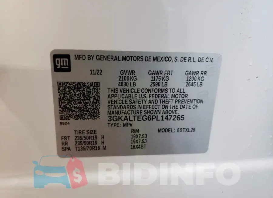 3GKALTEG6PL147265 Photo# 13