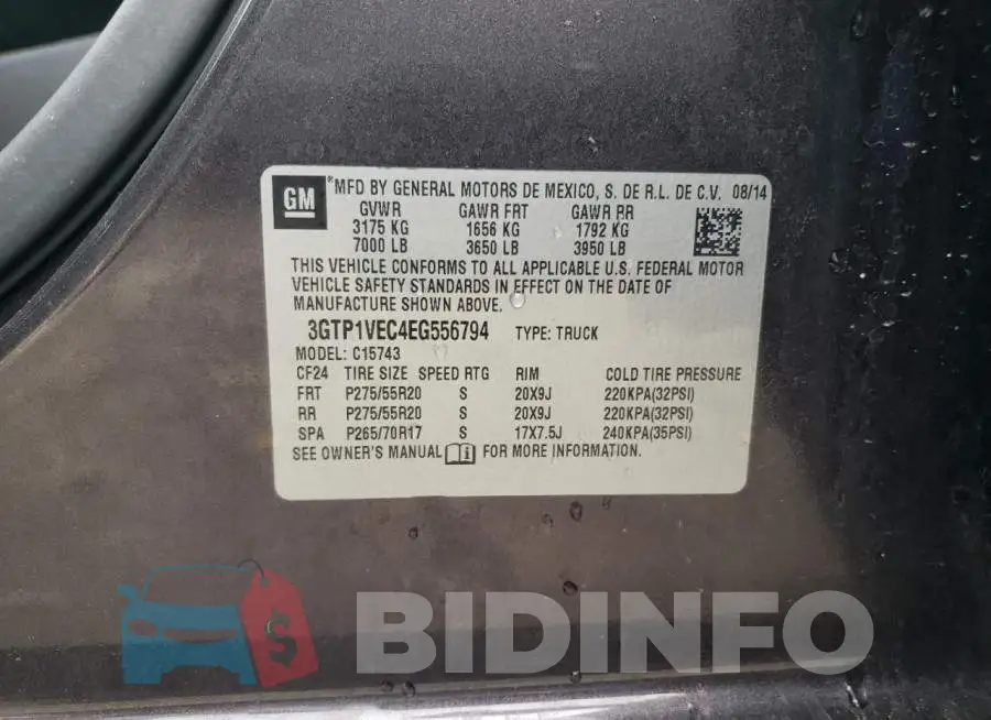 3GTP1VEC4EG556794 Photo# 12