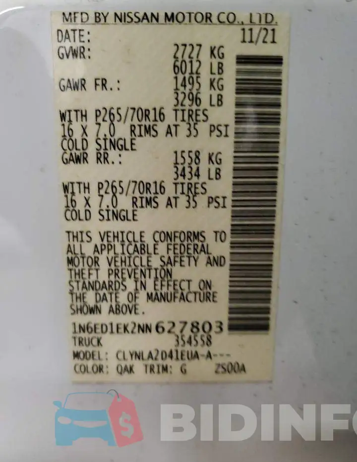 1N6ED1EK2NN627803 Photo# 12
