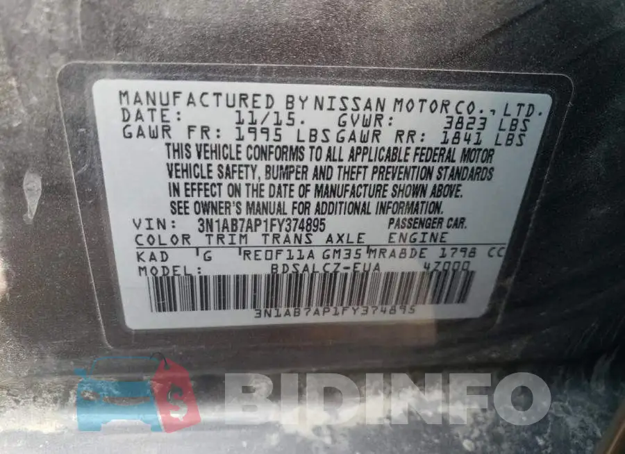 3N1AB7AP1FY374895 Photo# 12