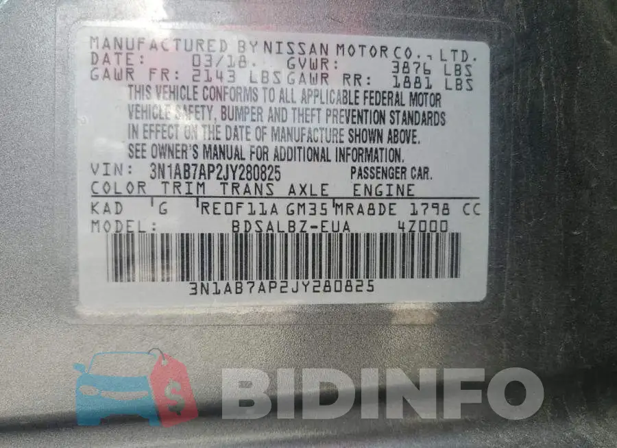3N1AB7AP2JY280825 Photo# 12