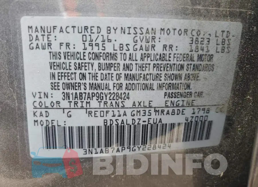 3N1AB7AP9GY228424 Photo# 12