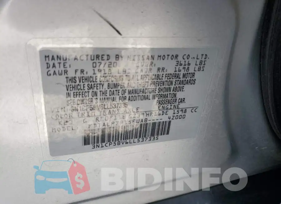 3N1CP5BV6LL537335 Photo# 13