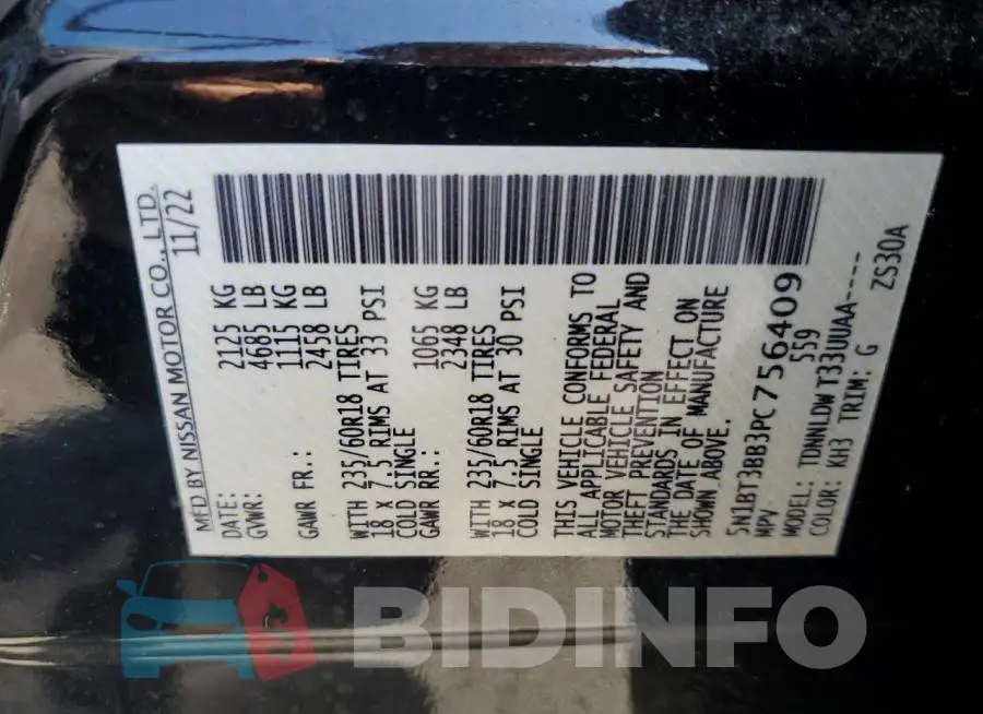 5N1BT3BB3PC756409 Photo# 13