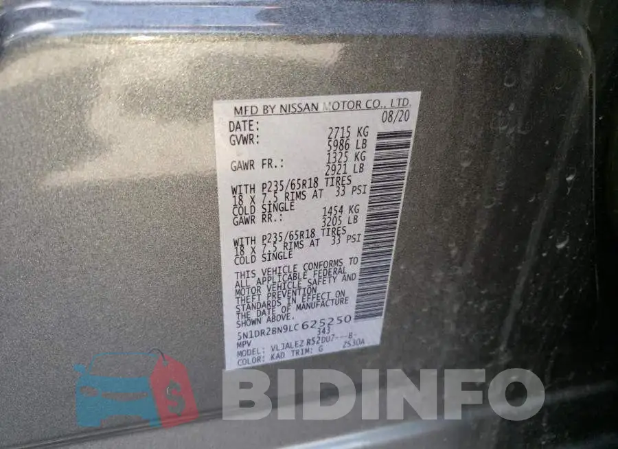 5N1DR2BN9LC625250 Photo# 13