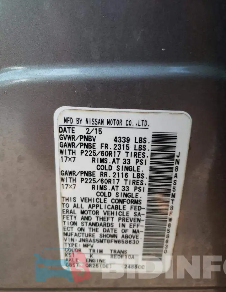 JN8AS5MT8FW658630 Photo# 13