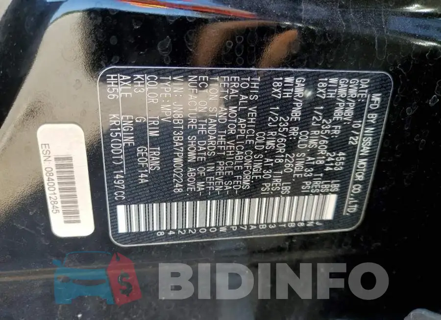 JN8BT3BA7PW002248 Photo# 13