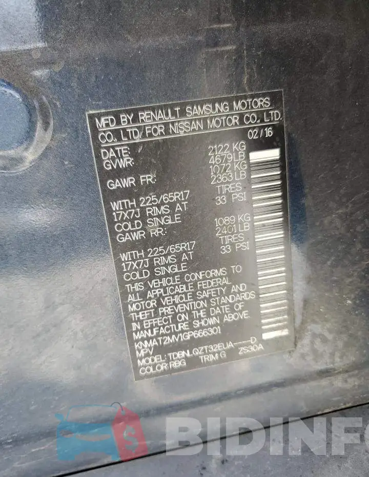 KNMAT2MV1GP666301 Photo# 13