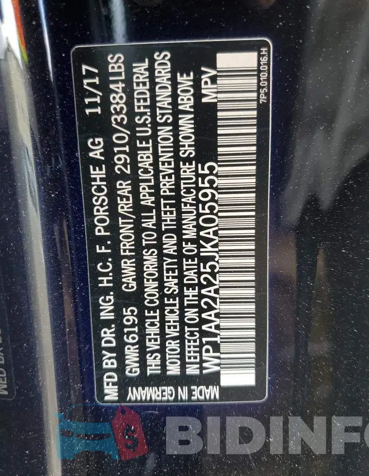 WP1AA2A25JKA05955 Photo# 13