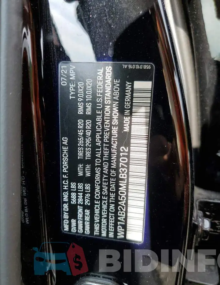 WP1AB2A50MLB37012 Photo# 12