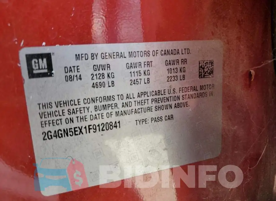 2G4GN5EX1F9120841 Photo# 12