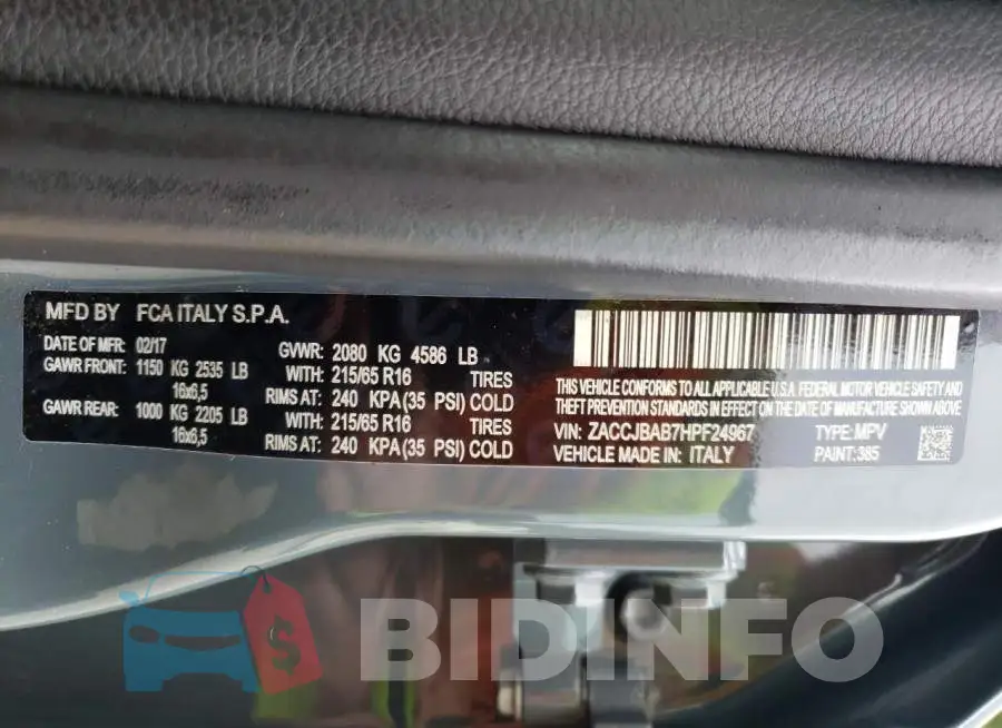 ZACCJBAB7HPF24967 Photo# 13