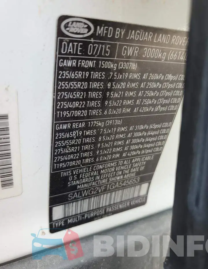 SALWG2VF1GA545653 Photo# 13