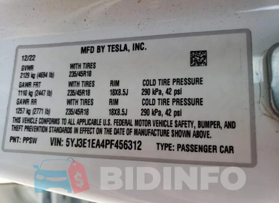 5YJ3E1EA4PF456312 Photo# 13