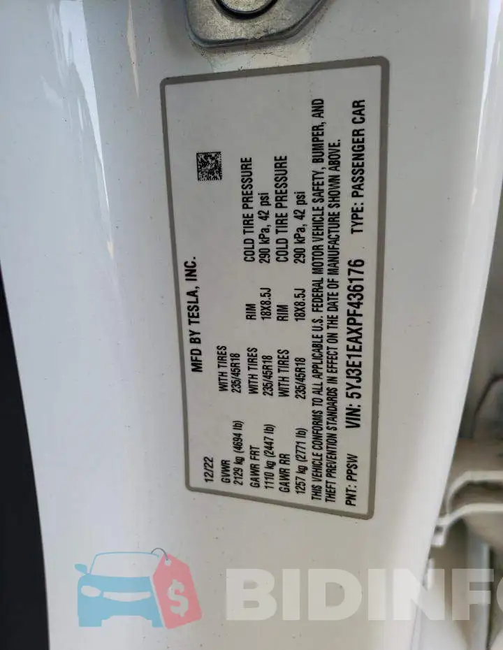 5YJ3E1EAXPF436176 Photo# 12