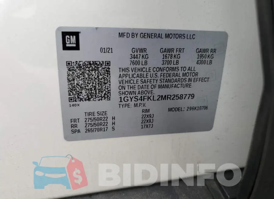 1GYS4FKL2MR258779 Photo# 13