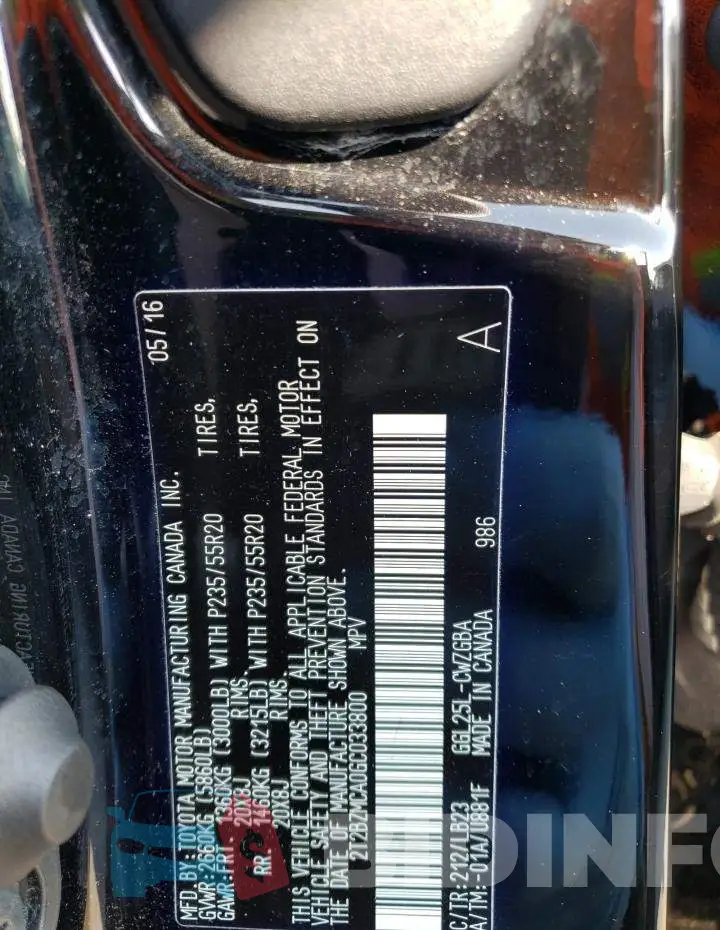 2T2BZMCA0GC033800 Photo# 12