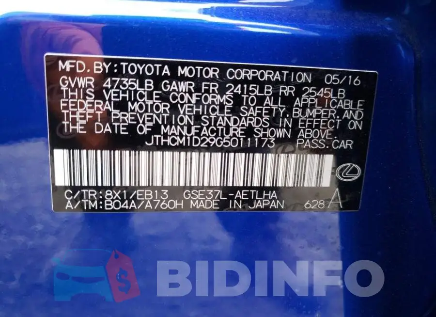 JTHCM1D29G5011173 Photo# 12