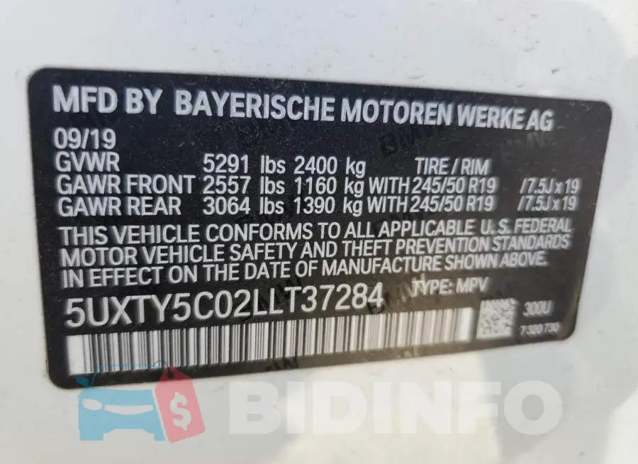 5UXTY5C02LLT37284 Photo# 13