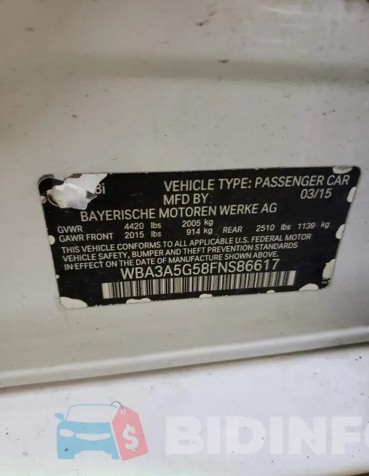 WBA3A5G58FNS86617 Photo# 13