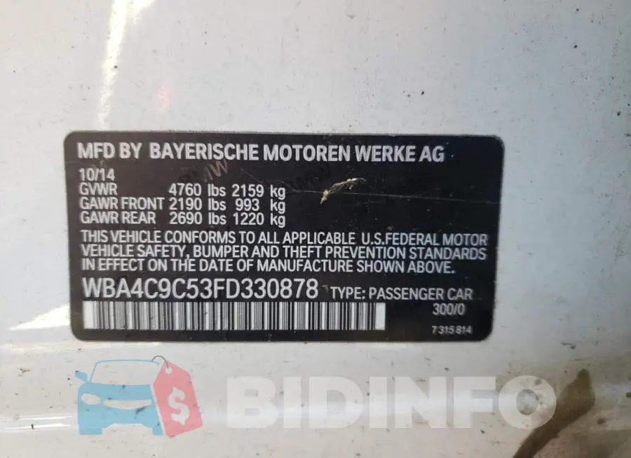 WBA4C9C53FD330878 Photo# 12