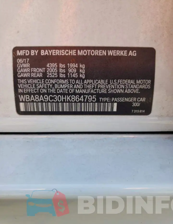 WBA8A9C30HK864795 Photo# 12