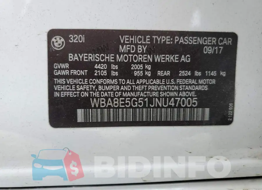 WBA8E5G51JNU47005 Photo# 12