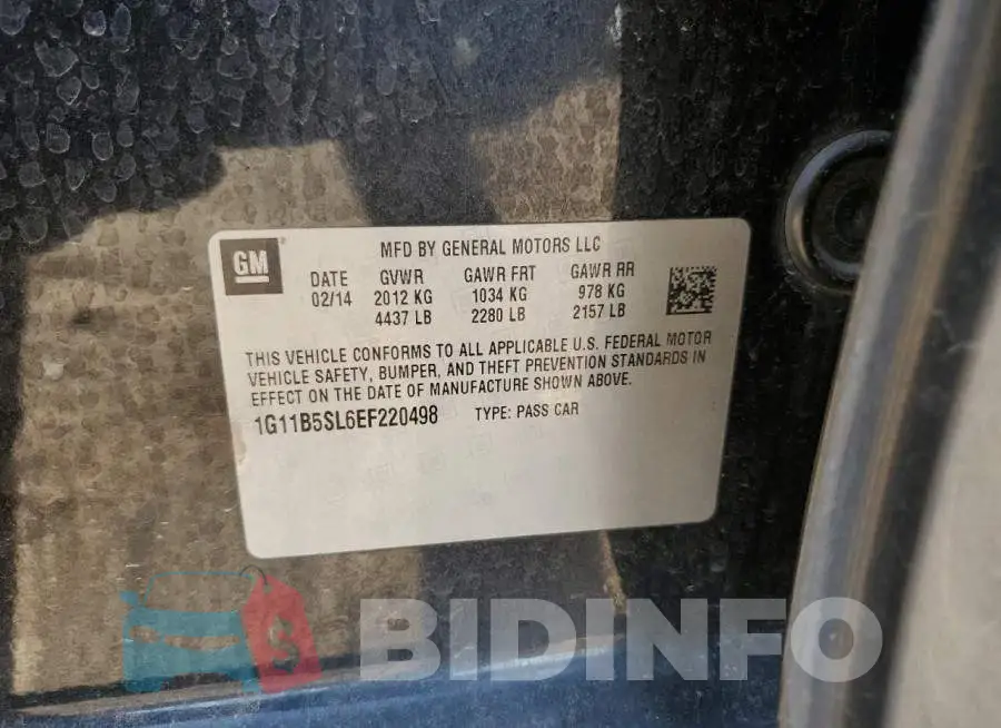 1G11B5SL6EF220498 Photo# 12