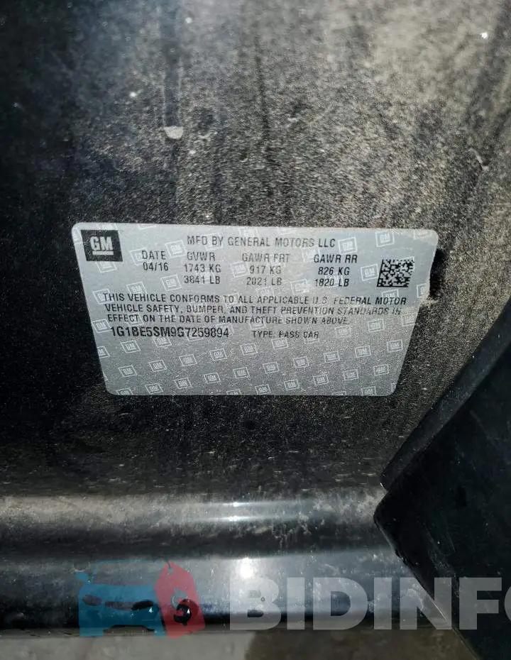 1G1BE5SM9G7259894 Photo# 12