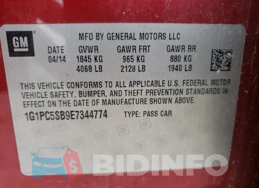 1G1PC5SB9E7344774 Photo# 12