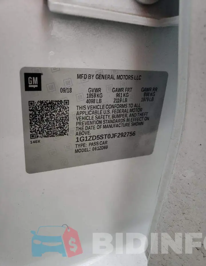 1G1ZD5ST0JF292756 Photo# 12