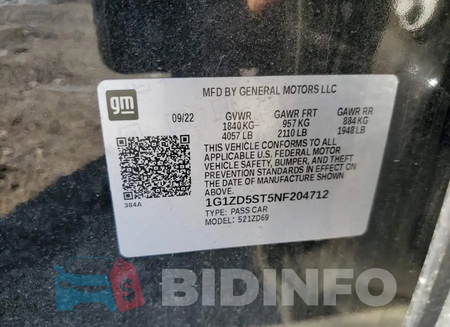1G1ZD5ST5NF204712 Photo# 12