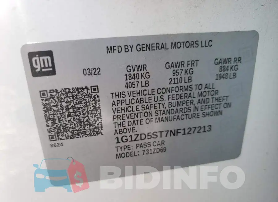 1G1ZD5ST7NF127213 Photo# 13