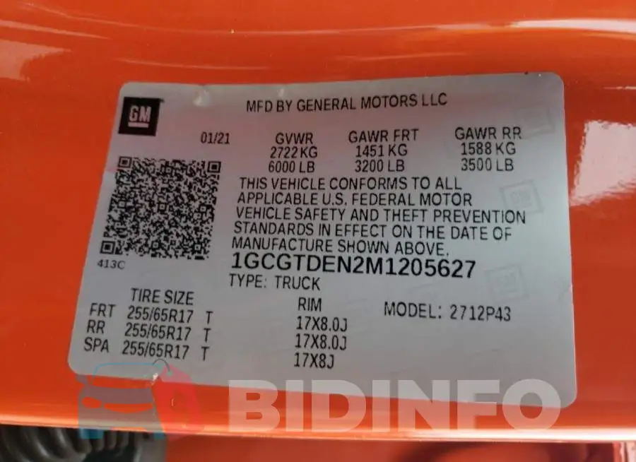 1GCGTDEN2M1205627 Photo# 13