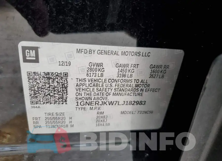 1GNERJKW7LJ182983 Photo# 13