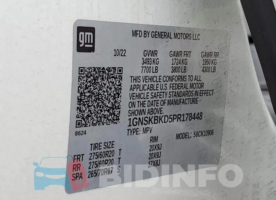 1GNSKBKD5PR178448 Photo# 14
