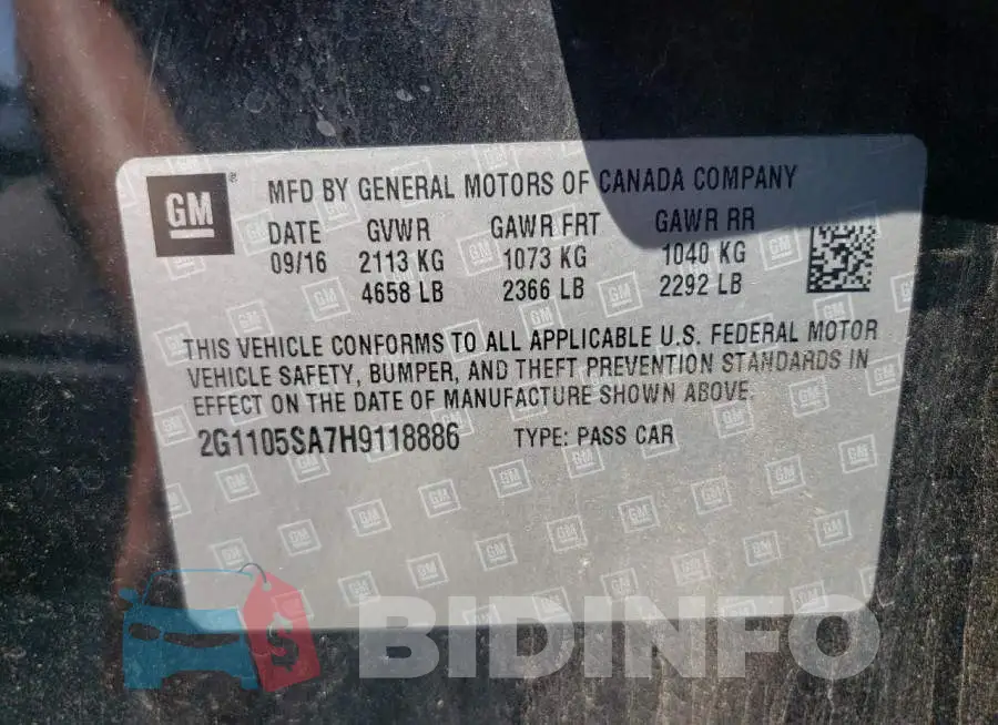 2G1105SA7H9118886 Photo# 12