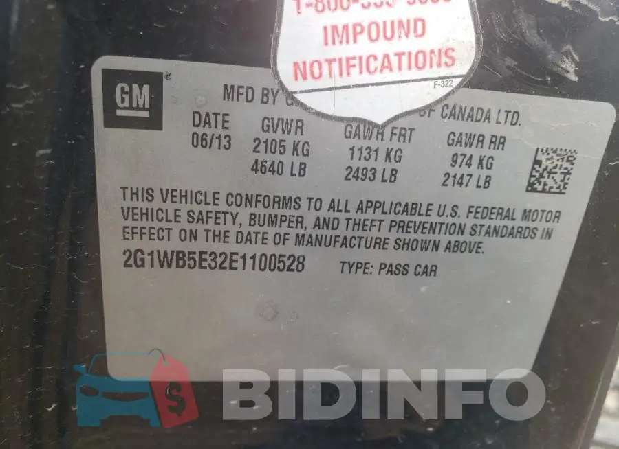 2G1WB5E32E1100528 Photo# 12