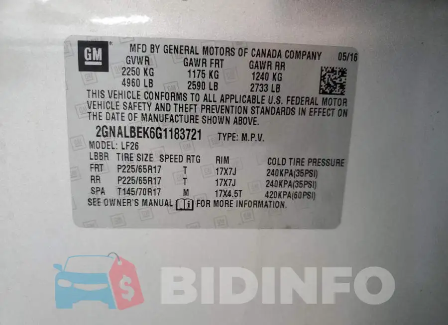 2GNALBEK6G1183721 Photo# 13