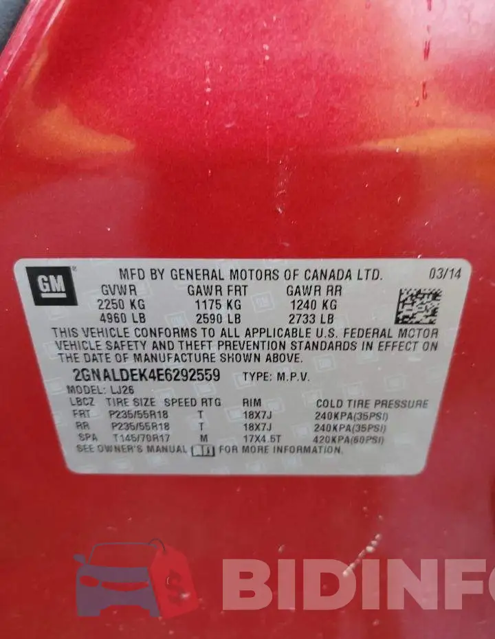 2GNALDEK4E6292559 Photo# 13