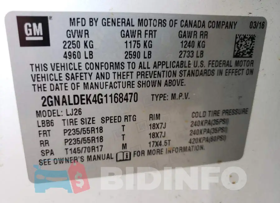 2GNALDEK4G1168470 Photo# 13