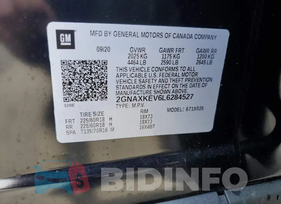 2GNAXKEV6L6284527 Photo# 13