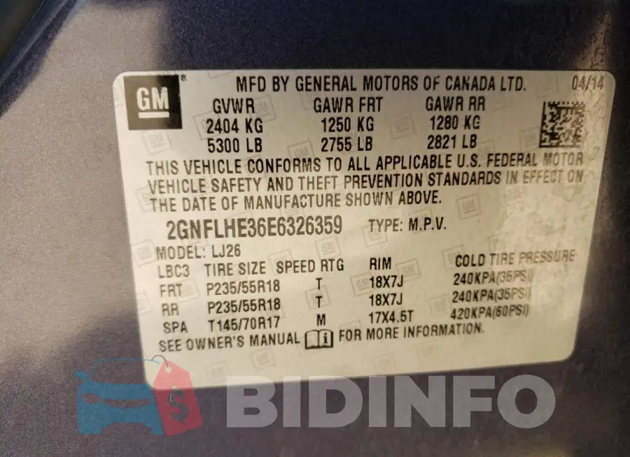 2GNFLHE36E6326359 Photo# 12