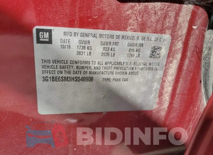 3G1BE6SM3HS548908 Photo# 12