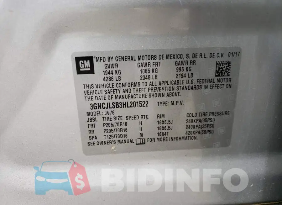 3GNCJLSB3HL201522 Photo# 12