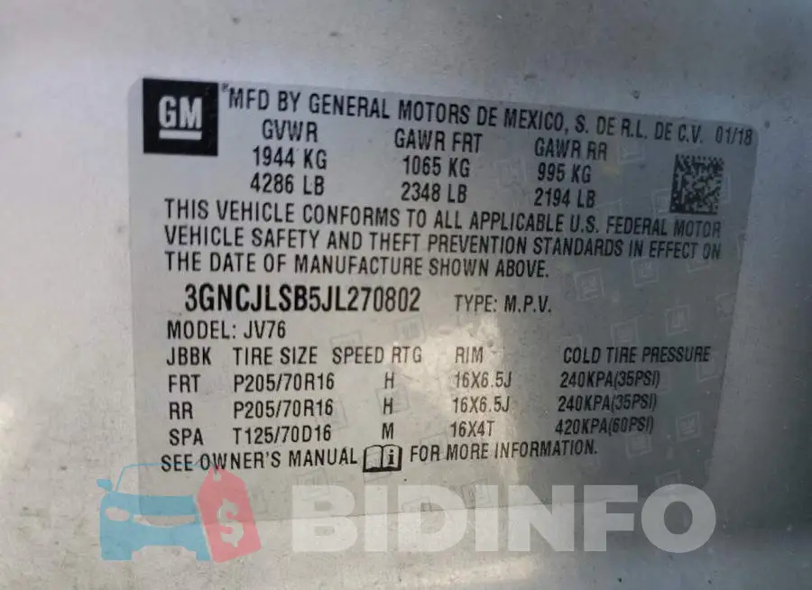 3GNCJLSB5JL270802 Photo# 12