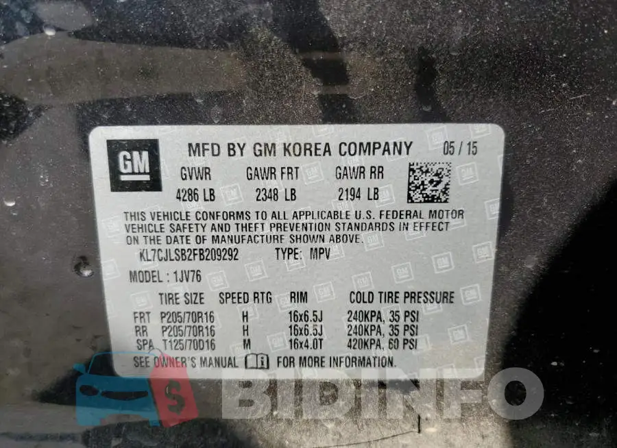 KL7CJLSB2FB209292 Photo# 13